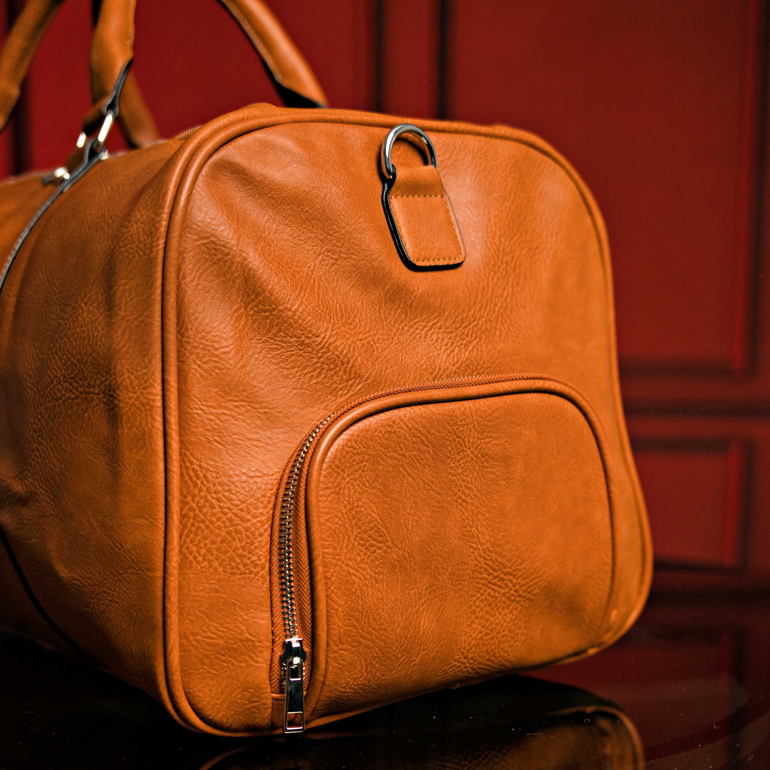 Brown Tumbled Leather Duffle Bag Sole Premise