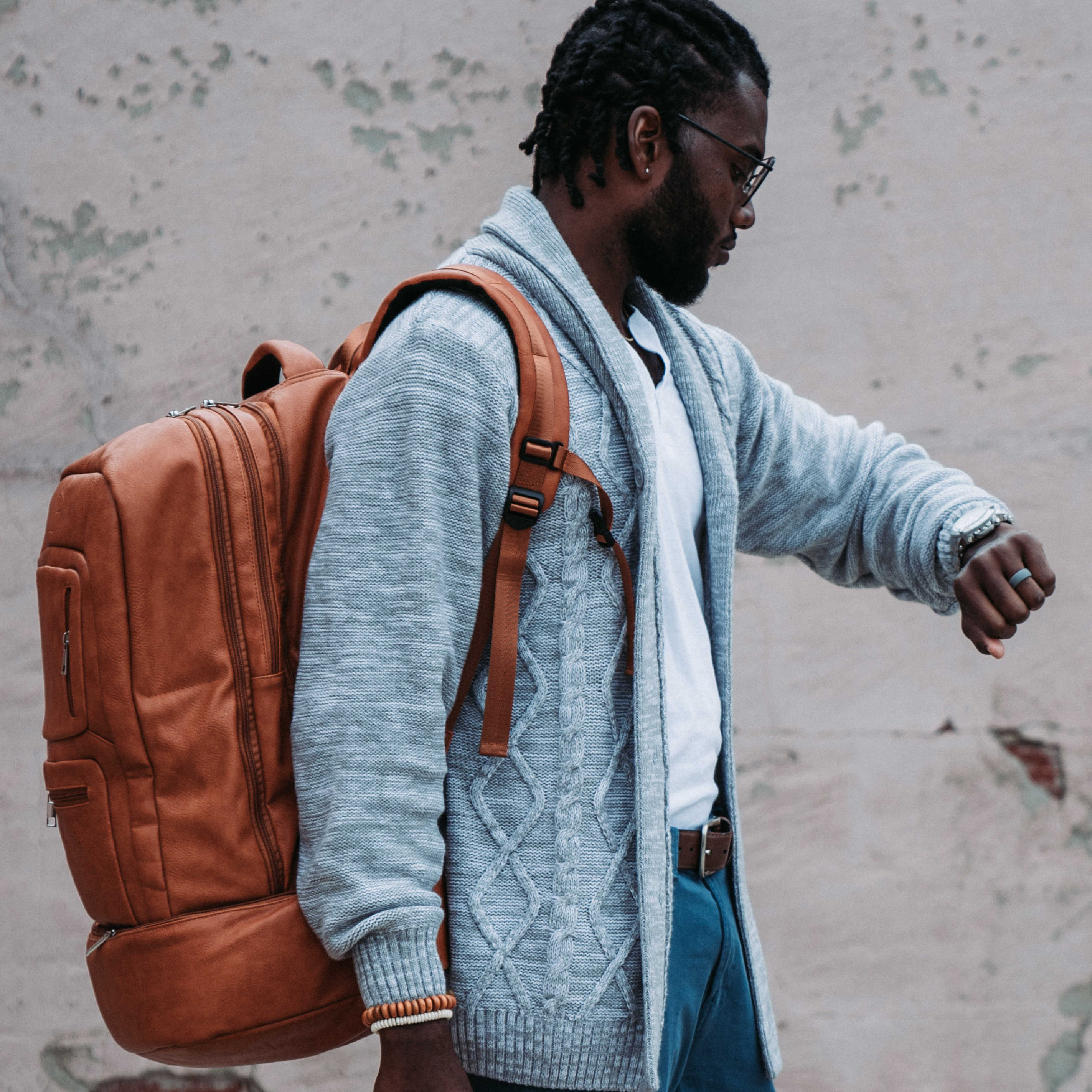 Brown Leather Luxury Patented Carry-On Bag Sole Premise