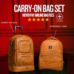 Brown Leather Roller Carry-on Set Sole Premise