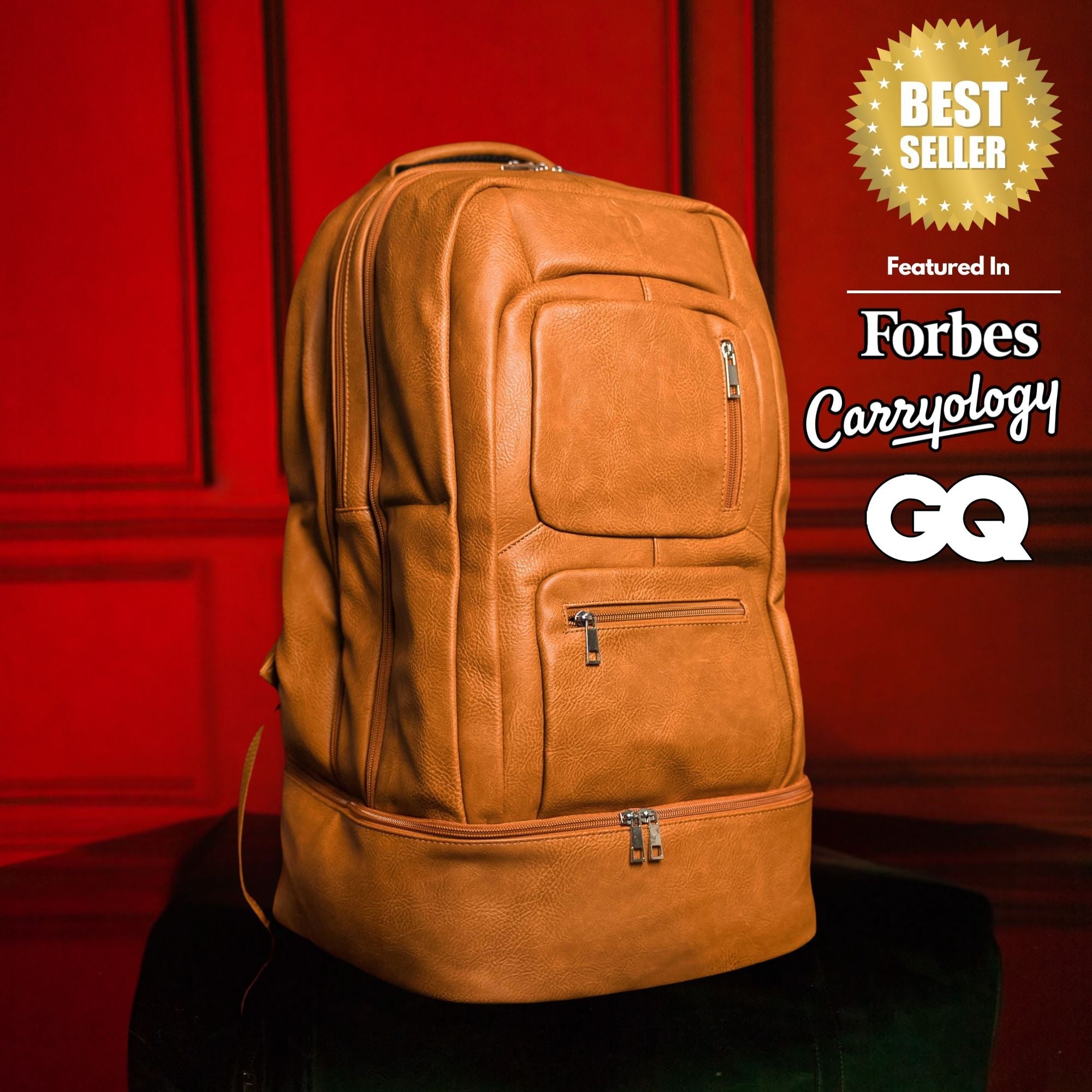 Brown Leather Luxury Patented Carry-On Bag Sole Premise