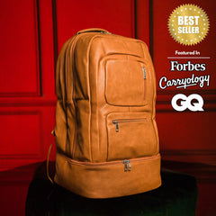 Brown Leather Luxury Patented Carry-On Bag Sole Premise