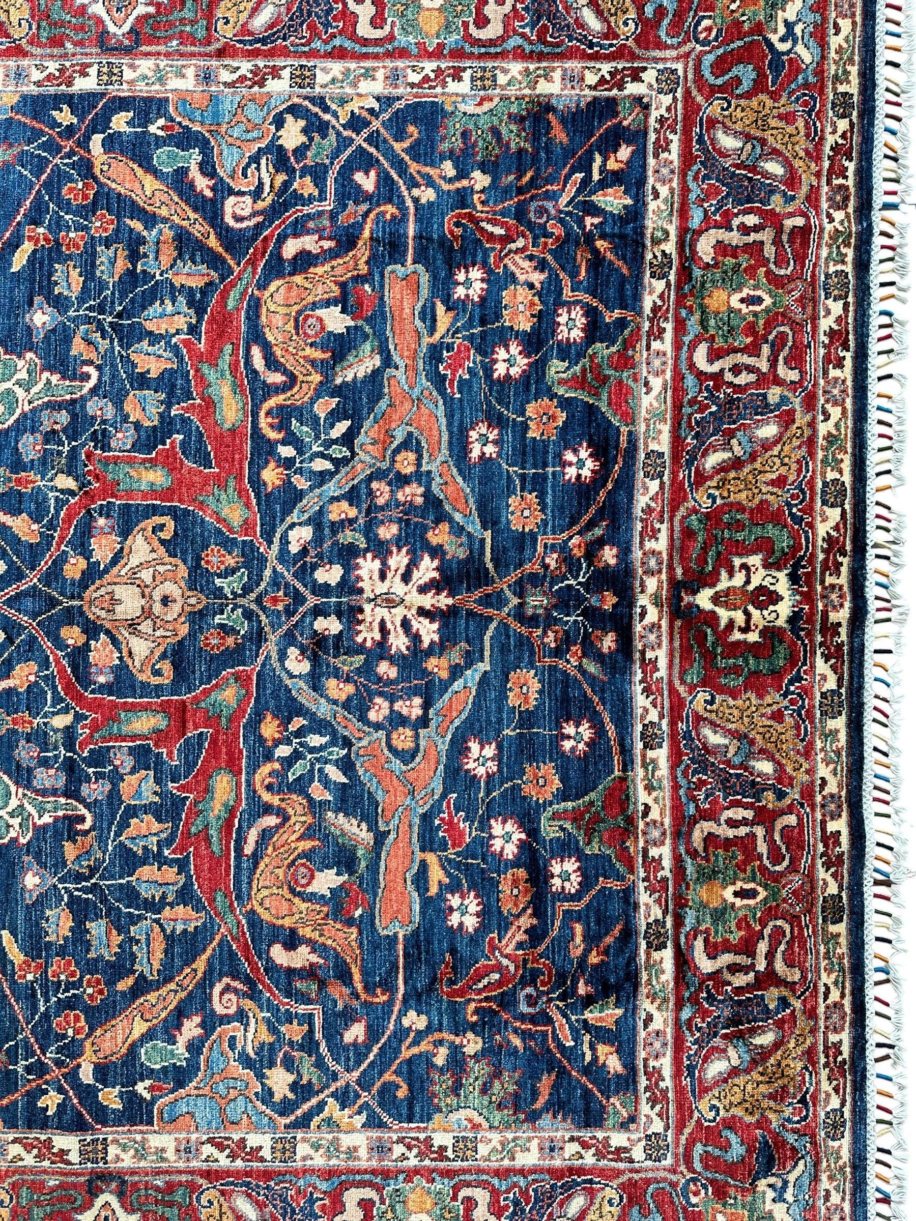 Hand-Knotted AfghanI Bidjar Ghazni Wool Rug – 6'7" x 9'10" – Elegant Floral Design Rugistan