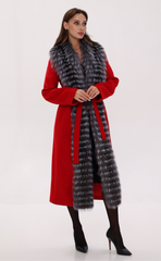 Genuine Silver Fox Virgin Wool Wrap Coat in Red Alaska® Outerwear Company
