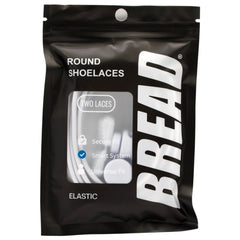 Black package of round shoelaces with 'BREAD' branding on a white background