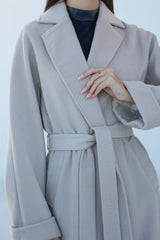 Classic Brushed Cashmere Wool Blend Overcoat in Beige