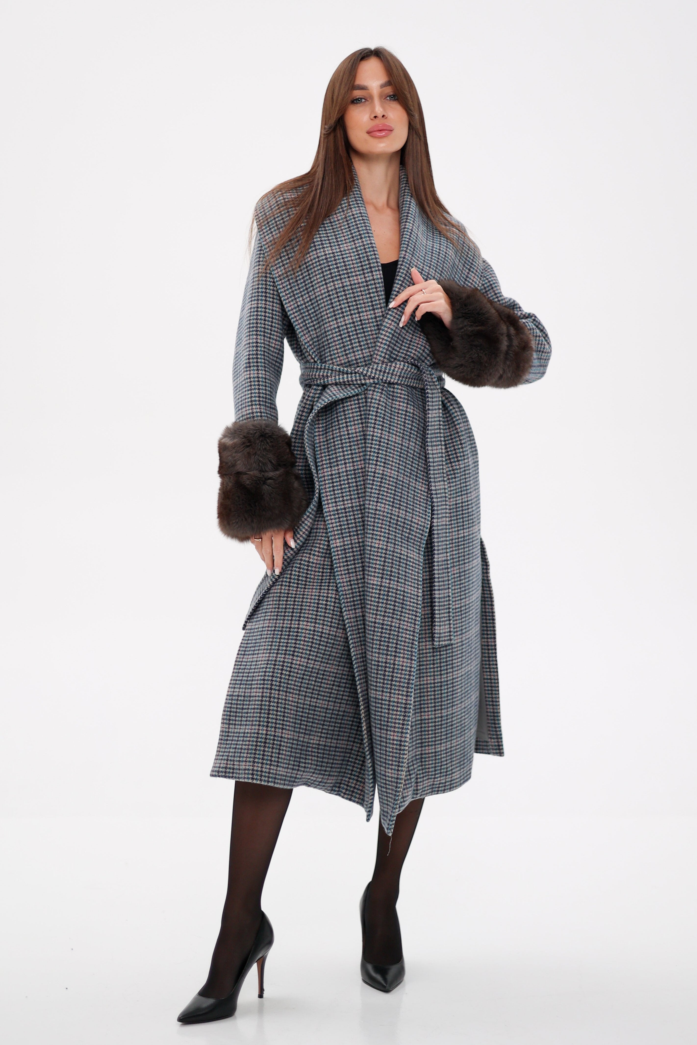 Genuine Polar Fox Fur Virgin Wool Wrap Coat Alaska® Outerwear Company