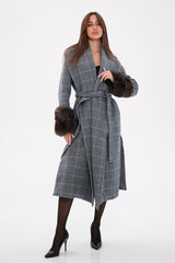 Genuine Polar Fox Fur Virgin Wool Wrap Coat Alaska® Outerwear Company