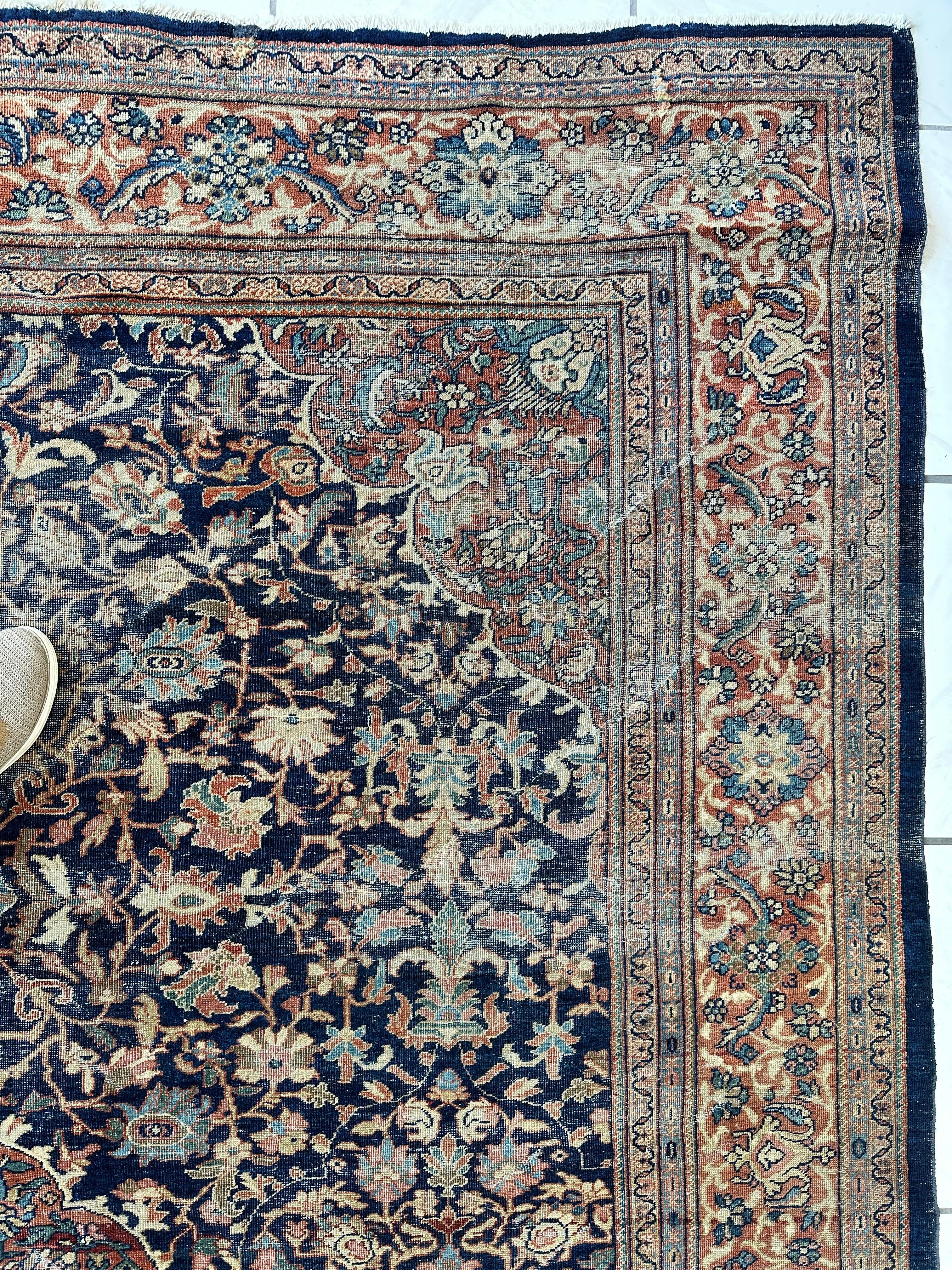 Antique Persian Mahal Rug 8’3”x12’ - Circa 1900 Treasure Rugistan