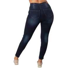 Dark blue jeans on a white background