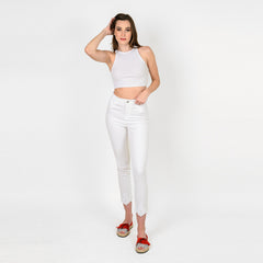 Embroidered Crystals Hem Capris