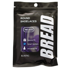 Packaged round shoelaces with BREAD branding on a white background