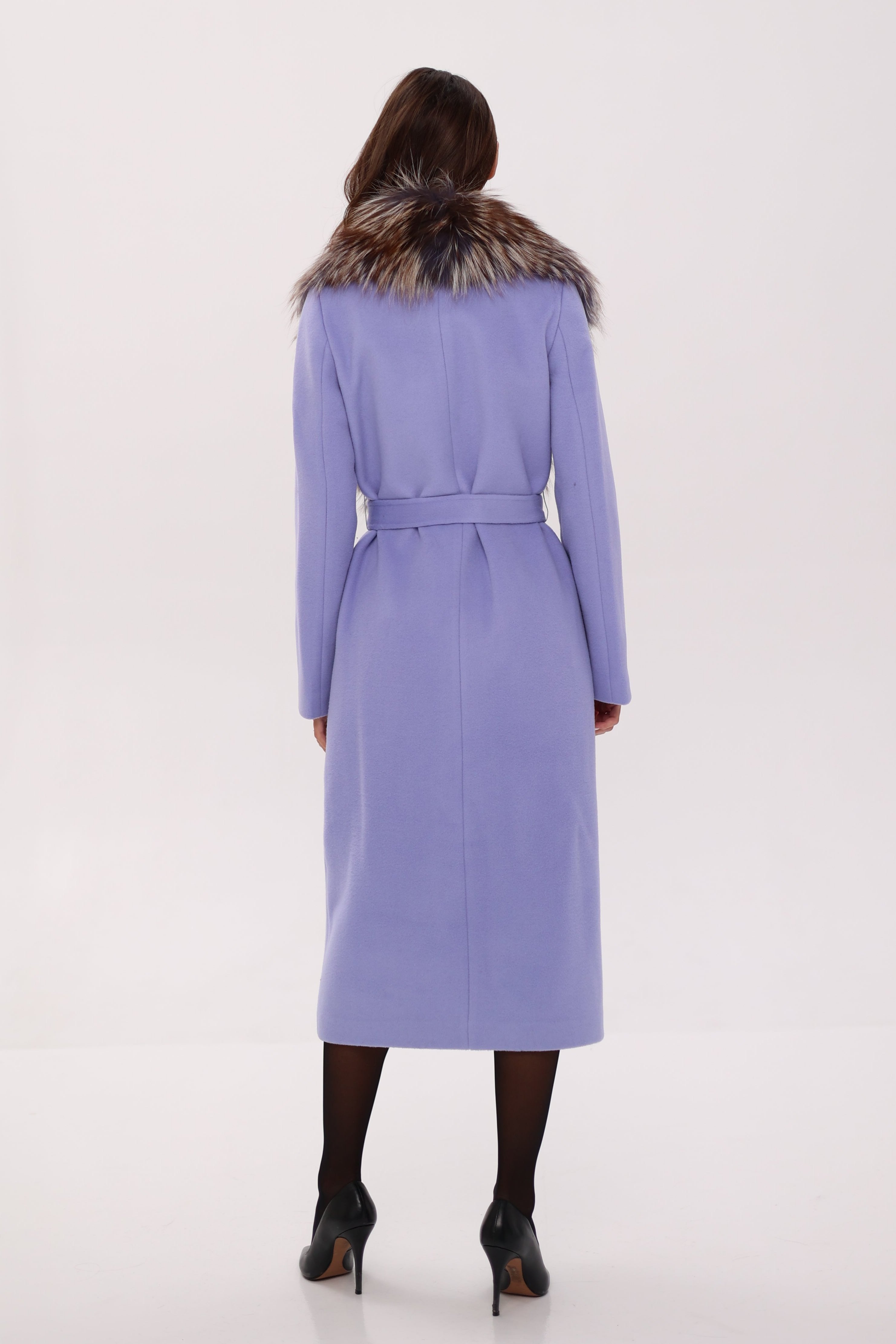 Genuine Silver Fox Virgin Wool Wrap Coat in Lavender Alaska® Outerwear Company