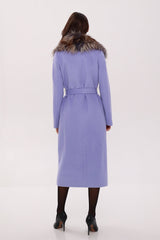 Genuine Silver Fox Virgin Wool Wrap Coat in Lavender Alaska® Outerwear Company
