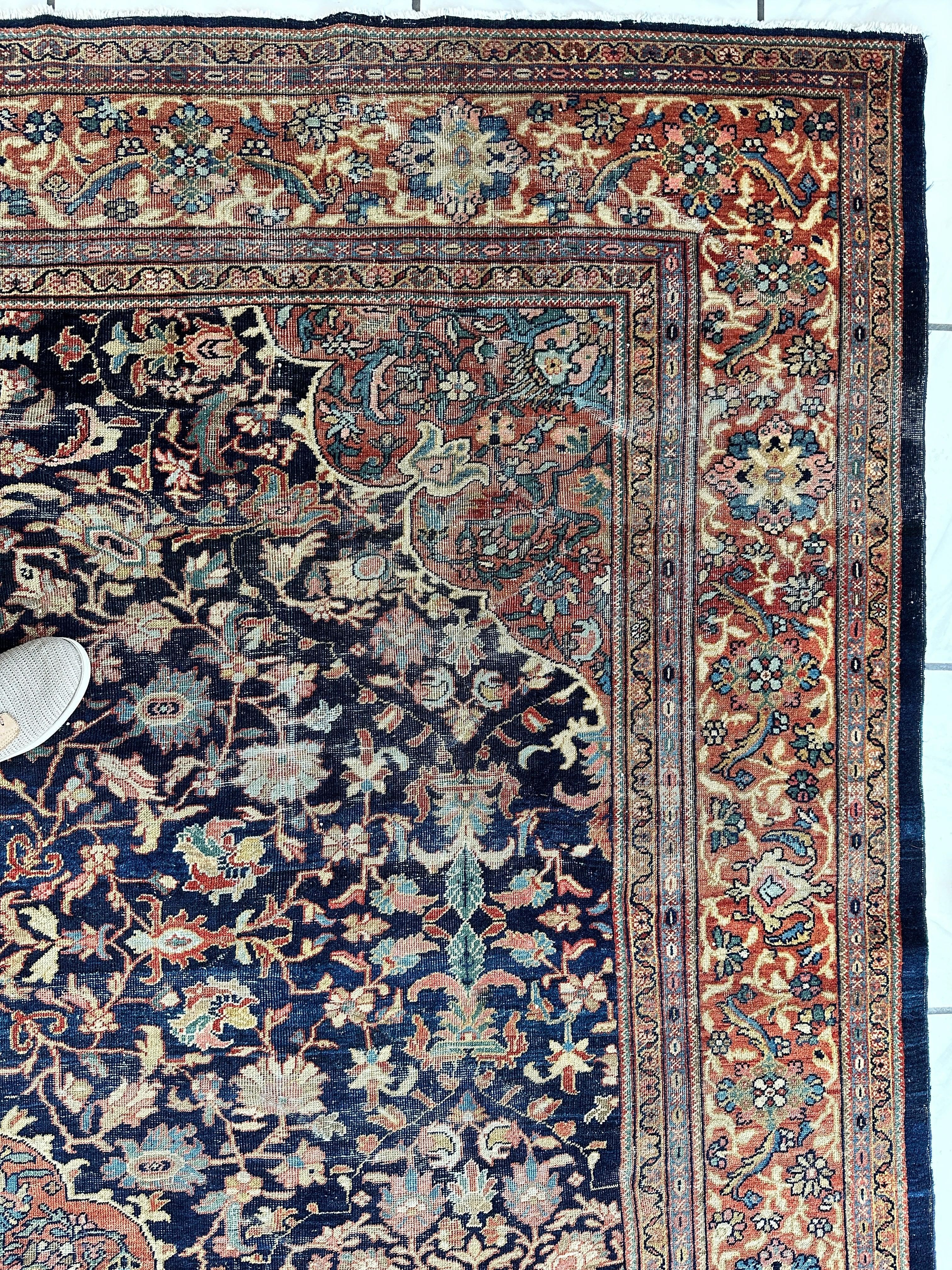 Antique Persian Mahal Rug 8’3”x12’ - Circa 1900 Treasure Rugistan