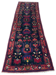 Hand-Knotted Persian Hamadan Runner - 3'6" x 10' | Tribal Wool Rug Rugistan