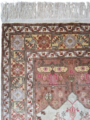 Luxurious Hand-Knotted Pure Silk Turkish Kayseri Rug – Intricate Floral & Geometric Design, 2’2” x 3’ Rugistan