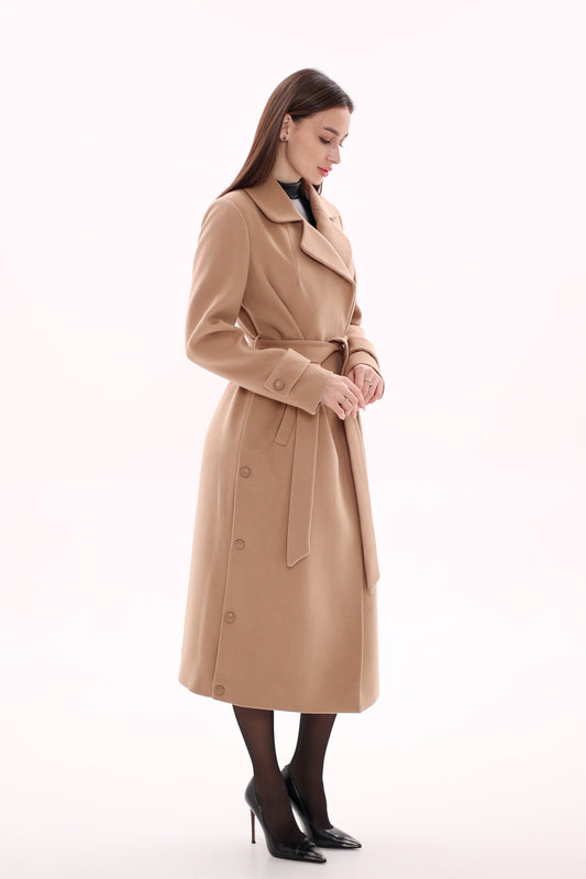 Camille Cashmere Blend Coat in Camel