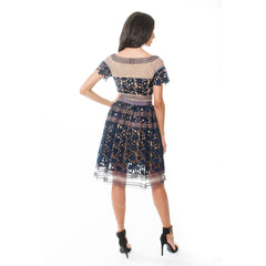 The Boat Neck Mix Media Fit & Flare Classic