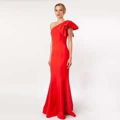 One Shoulder Bow Sleeve Gown