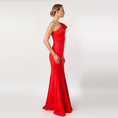 One Shoulder Bow Sleeve Gown