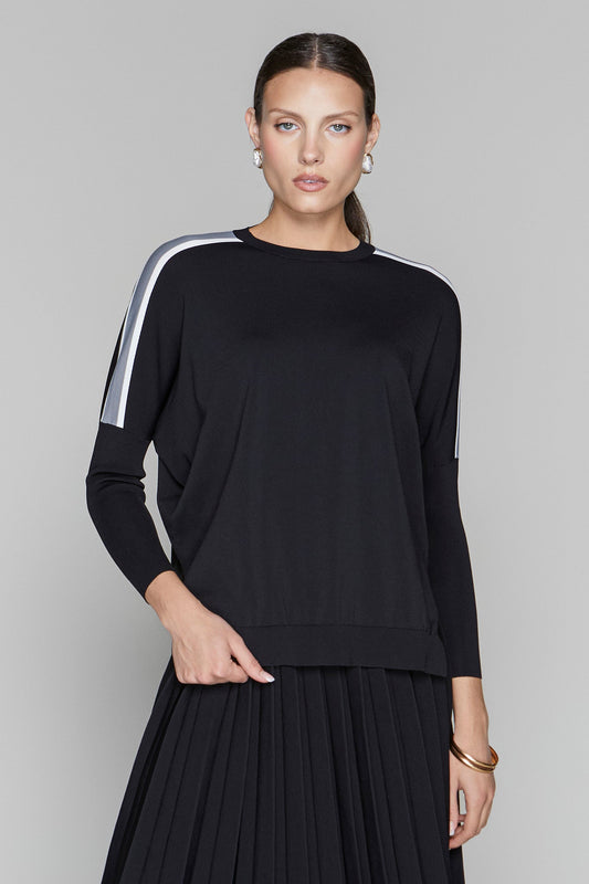 Montia Top in Black Gray Stripe Apparalel
