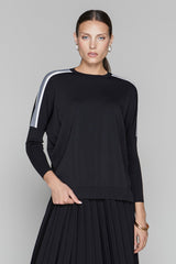 Montia Top in Black Gray Stripe Apparalel