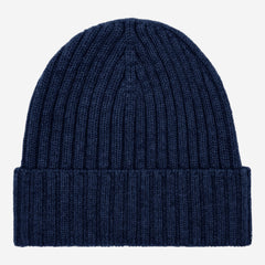 Milano (navy blue) - Italian 100% cashmere ribbed beanie (unisex)