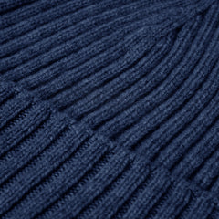 Milano (navy blue) - Italian 100% cashmere ribbed beanie (unisex)