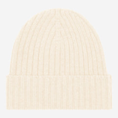 Milano (cream) - Italian 100% cashmere ribbed beanie (unisex)