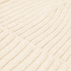 Milano (cream) - Italian 100% cashmere ribbed beanie (unisex)