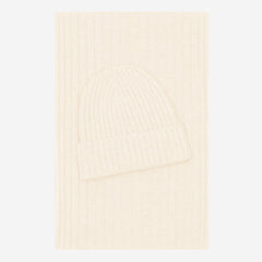 Milano (cream) - Italian 100% cashmere ribbed beanie (unisex)