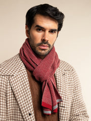 Riccardo (red & grey) - Italian 100% cashmere scarf with pattern