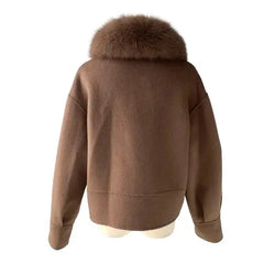 Cashmere jacket with large natural fur collar Family Shopolf