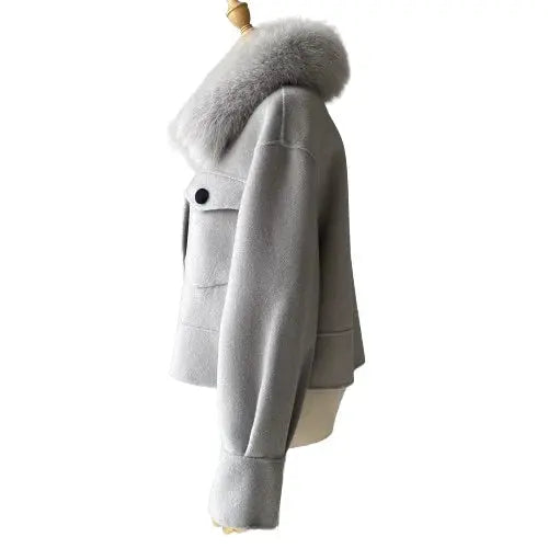 Cashmere jacket with large natural fur collar Family Shopolf