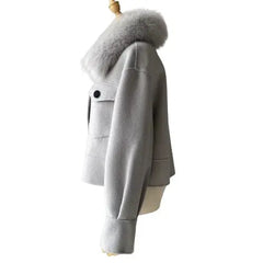 Cashmere jacket with large natural fur collar Family Shopolf