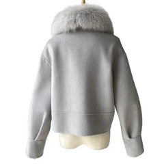 Cashmere jacket with large natural fur collar Family Shopolf