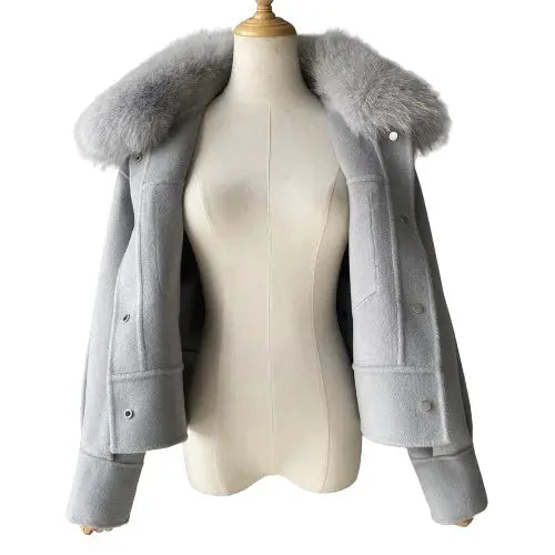 Cashmere jacket with large natural fur collar Family Shopolf