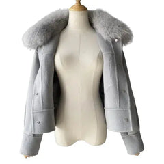 Cashmere jacket with large natural fur collar Family Shopolf