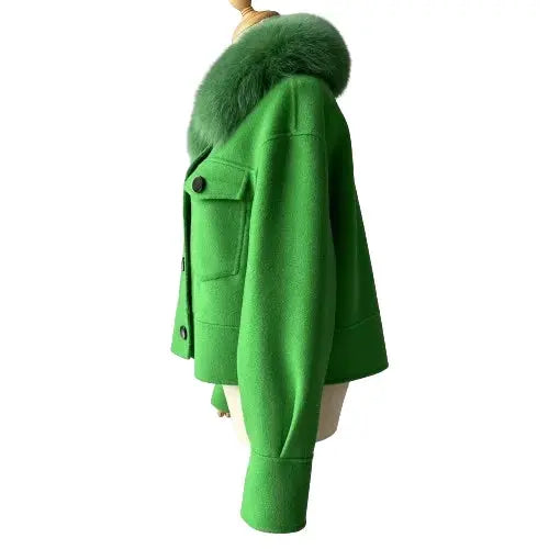 Cashmere jacket with large natural fur collar Family Shopolf