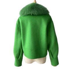 Cashmere jacket with large natural fur collar Family Shopolf