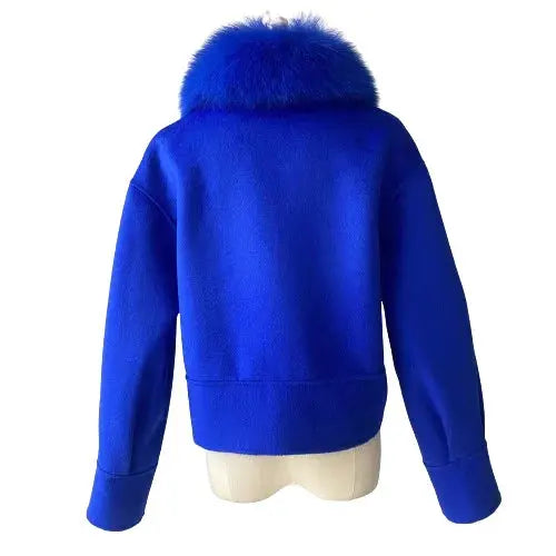 Cashmere jacket with large natural fur collar Family Shopolf