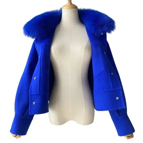 Cashmere jacket with large natural fur collar Family Shopolf