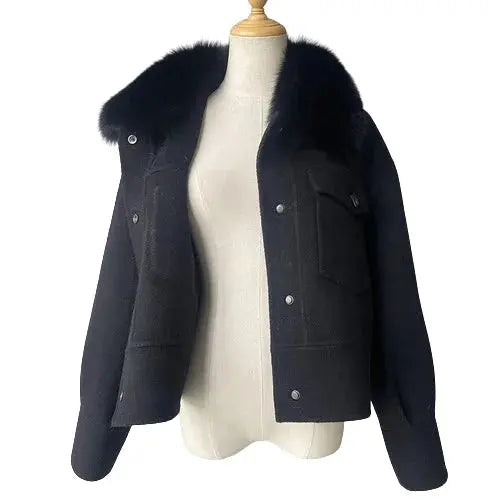 Cashmere jacket with large natural fur collar Family Shopolf