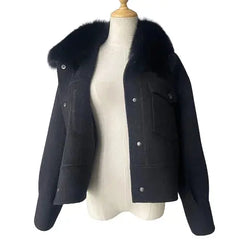 Cashmere jacket with large natural fur collar Family Shopolf