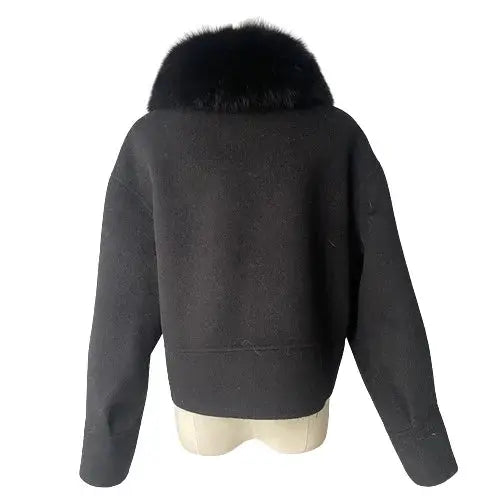 Cashmere jacket with large natural fur collar Family Shopolf