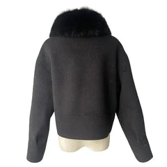 Cashmere jacket with large natural fur collar Family Shopolf