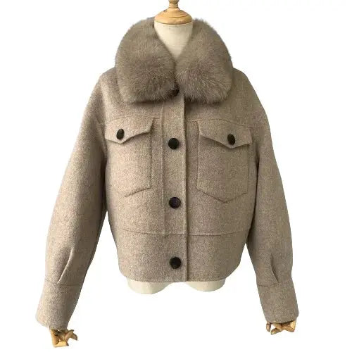 Cashmere jacket with large natural fur collar Family Shopolf