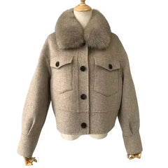 Cashmere jacket with large natural fur collar Family Shopolf