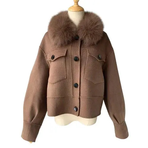Cashmere jacket with large natural fur collar Family Shopolf