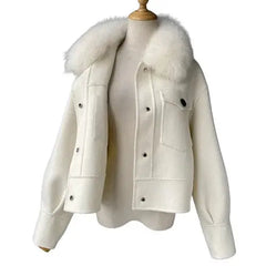 Cashmere jacket with large natural fur collar Family Shopolf